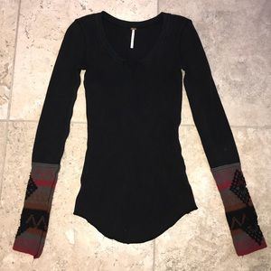 Free people black long sleeve shirt